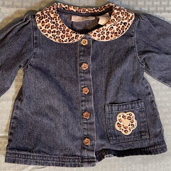 SPECIALITY Baby Denim Jacket With Leopard Print Accents 18m. Super cute! - Picture 4 of 7